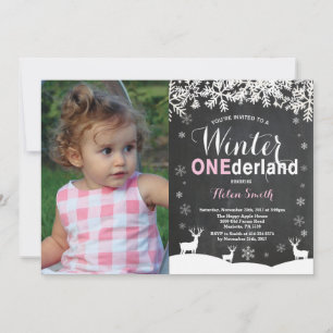 Invitation Fille de l'hiver Onederland 1er anniversaire Photo