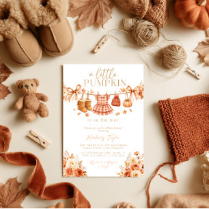 Invitation Fille de ligne de vêtements d'automne Baby Shower