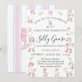 Invitation Fille de l'oie idiote 2e anniversaire (Devant / Derrière)