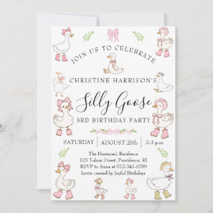 Invitation Fille de l'oie idiote 3e anniversaire