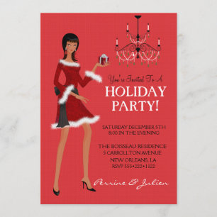 Invitation Fille de mode ethnique Noël Paillettes Fêtes