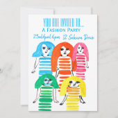 Invitation Fille de mode fête d'anniversaire adolescente (Devant)