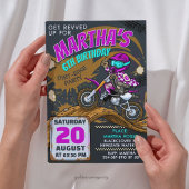 Invitation Fille de moto cross anniversaire - Course boueuse