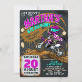 Invitation Fille de moto cross anniversaire - Course boueuse (Devant)