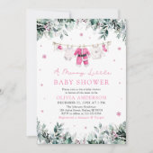 Invitation Fille de Noël rose un joyeux petit Baby shower (Devant)