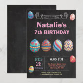 Invitation Fille de Pâques Oeuf de Pâques Anniversaire (Devant / Derrière)