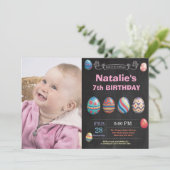 Invitation Fille de Pâques Oeuf de Pâques Photo Anniversaire (Debout devant)