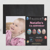 Invitation Fille de Pâques Oeuf de Pâques Photo Anniversaire (Devant / Derrière)