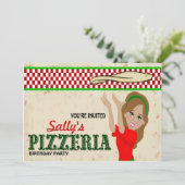 Invitation Fille de partie de pizzeria (Debout devant)