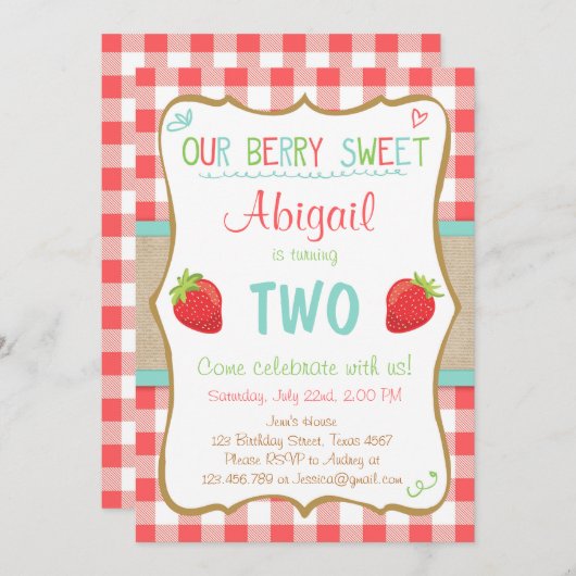 Invitation Fille de partie d'été d'invitation d'anniversaire (Devant / Derrière)