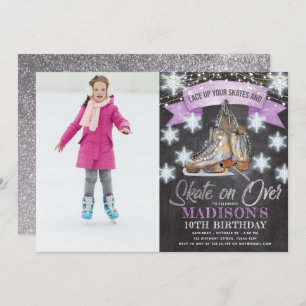 Invitation Fille de patinage sur glace Anniversaire Photo per
