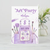 Invitation Fille de peinture artistique fête d'anniversaire v (Debout devant)