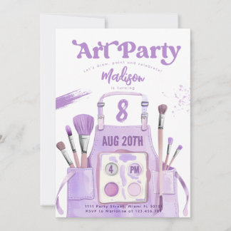 Invitation Fille de peinture artistique fête d'anniversaire v
