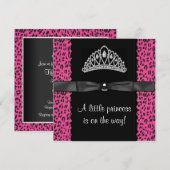 Invitation Fille de princesse léopard rose chaud Baby Shower (Devant / Derrière)