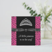 Invitation Fille de princesse léopard rose chaud Baby Shower (Debout devant)