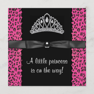 Invitation Fille de princesse léopard rose chaud Baby Shower