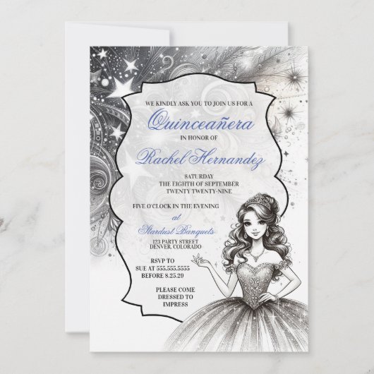 Invitation Fille de Quinceañera de cristal (Devant)
