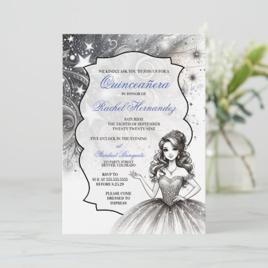 Invitation Fille de Quinceañera de cristal (Debout devant)