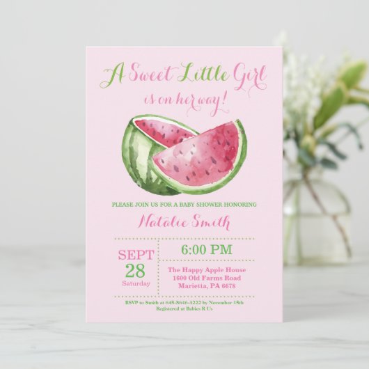 Invitation Fille de rose d'invitation de baby shower de (Debout devant)