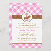 Invitation Fille de rose d'invitation de baby shower de (Devant / Derrière)