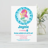 Invitation Fille de sirène - Fête d'anniversaire des cheveux  (Debout devant)