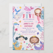 Invitation Fille de sirène sous la mer 5e fête d'anniversaire (Devant)