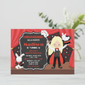 Invitation Fille de spectacle de magie Magicienne Fête d'anni (Debout devant)