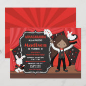 Invitation Fille de spectacle de magie Magicienne Fête d'anni (Devant / Derrière)