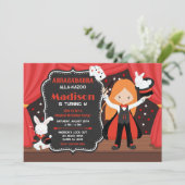 Invitation Fille de spectacle de magie Magicienne Fête d'anni (Debout devant)