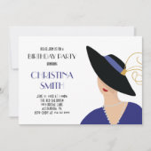 Invitation Fille de style Art déco à la fête d'anniversaire d (Devant)