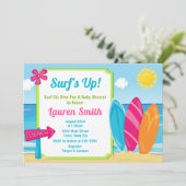 Invitation Fille de surfer d'invitation de baby shower de (Debout devant)