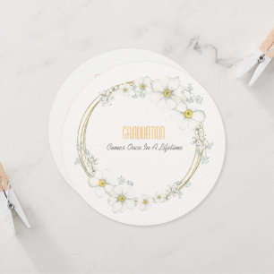 Invitation Fille de thé de fin d'études Fleurs blanches et ba