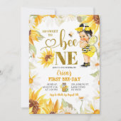 Invitation Fille de tournesol Daisy premier anniversaire de j (Devant)
