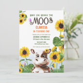 Invitation Fille de Tournesol de vache premier anniversaire (Debout devant)