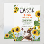 Invitation Fille de Tournesol de vache premier anniversaire (Devant / Derrière)