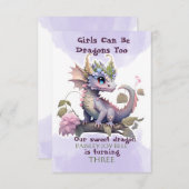 Invitation Fille de Trois Ans Dragon (Devant / Derrière)