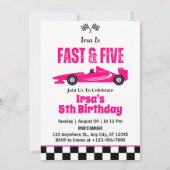 Invitation Fille de voiture de course Fast & Five 5ème annive (Devant)