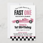 Invitation Fille de voiture de course Fast One Fête d'anniver (Devant)