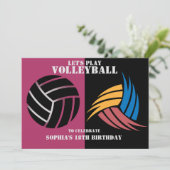 Invitation Fille de volley-ball Anniversaire, Joueur de volle (Debout devant)