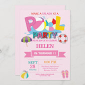 Invitation Fille d'éclaboussure de Splish d'invitation de (Devant / Derrière)