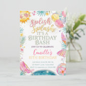 Invitation Fille d'éclaboussure Splash d'été Anniversaire (Debout devant)