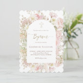 Invitation fille d'élégant bouquet Baptême (Debout devant)