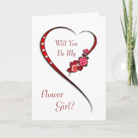 Invitation Fille des fleurs à cœur tourbillonnant (Devant)