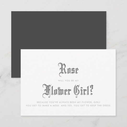 Invitation Fille des Fleurs Blackletter (Devant / Derrière)