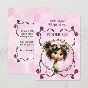 Invitation Fille des Fleurs Floral Rose Aquarelle