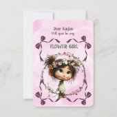 Invitation Fille des Fleurs Floral Rose Aquarelle (Devant)