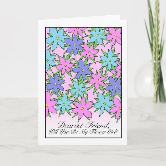 Invitation Fille des Fleurs pour Amie, Fleurs Past (Devant)