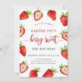 Invitation Fille des fraises fête d'anniversaire | Berry Swee (Devant)
