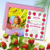 Invitation Fille des fraises Photo Berry Premier anniversaire