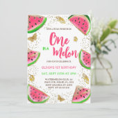 Invitation Fille des papillons de pastèque 1er anniversaire (Debout devant)